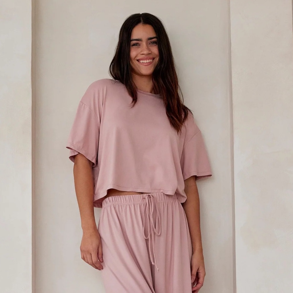 Bumpsuit Cloud Cropped Tee in Dusty Rose small NWT